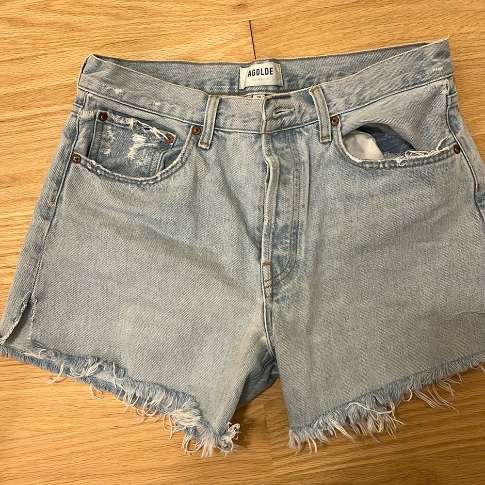 AGOLDE Parker long denim shorts